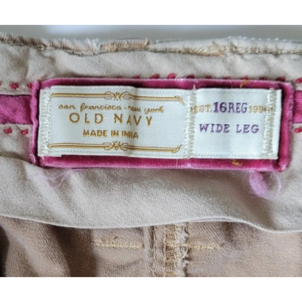 Old Navy Womens 16 Khaki Cargo Pants Wide Leg Utility Y2K Skater Cotton Tan